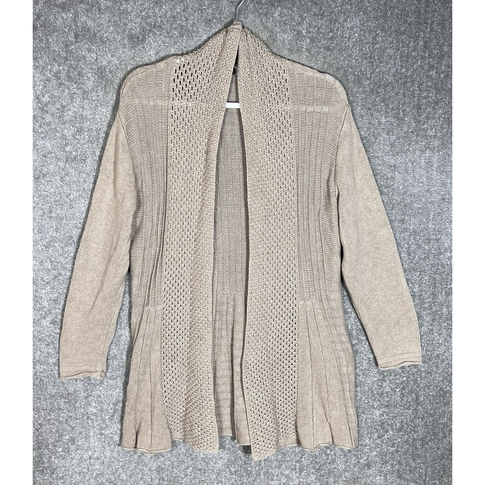 Notations Open Front Knit Tunic Cardigan Sweater Womens Size Large Long Sleeve